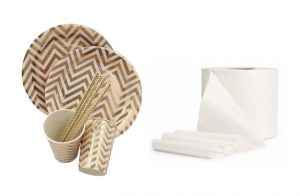 vajilla desechable y papel higiénico