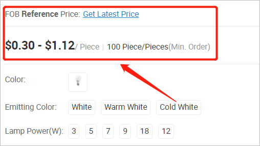 Precio FOB en Alibaba